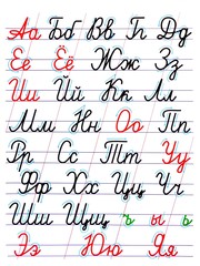 Russian alphabet with the rules of letter writing