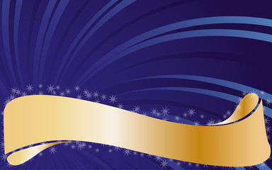 Blue background with snowflakes and gold type, vector