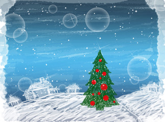 Creative painted winter christmas card