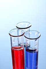 Test tubes on blue background