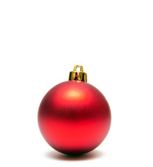 Christmas ball total red and glossy isolated on white