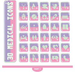 30 shiny Medical icons, button Medicine & Heath Care