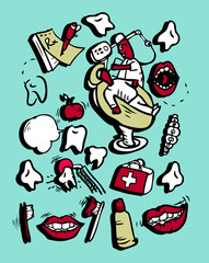 Vector doodly style icon set Medicine Part