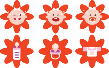 Flower Girls Icons Vector Set.eps