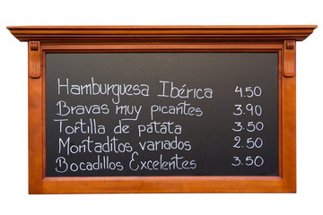 Spanish Menu