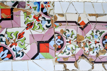 Part of mosaic in Guell park in Barcelona