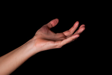 Fototapeta premium Male hand on black background