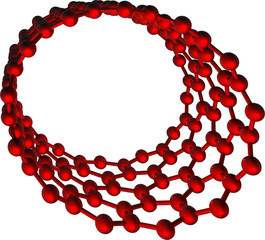 red isolated carbon nanotube on white