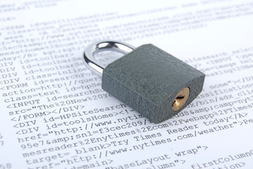 Binary code and padlock
