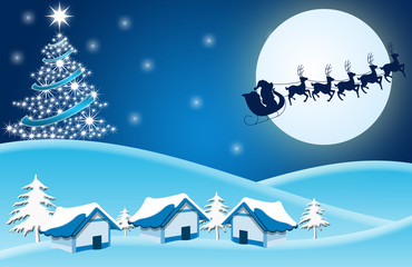 Fototapeta na wymiar Christmas, xmas, Weihnachtsbaum, Santa Claus blau weiss