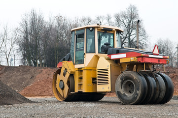 Compactor at asphalt pavement works