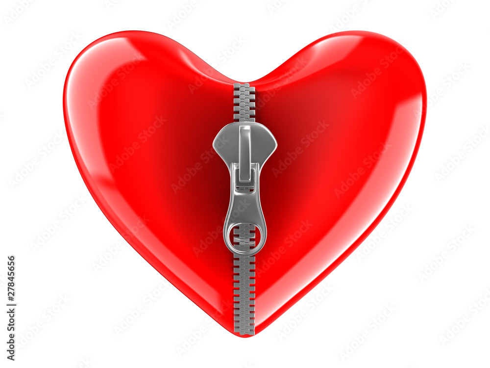 Canvas Prints zipper in heart. isolated 3d image on white