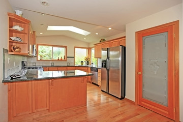 Kitchen with cherry cabinets