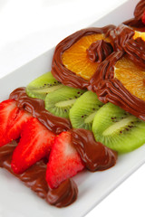 tropical fruits in hot chocolate