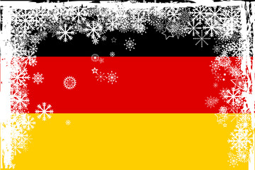 German flag with snowflakes grunge
