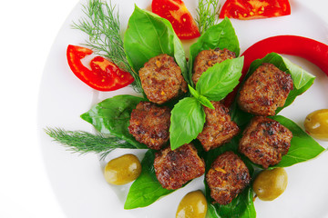 meatballs and vegetables