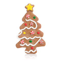 Perfect ginger bread cookie shaped as a Christmas tree