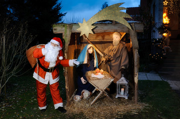 Weihnachtsmann trifft Christkind - Querformat