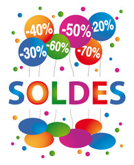 Affiche avec ballons pour les soldes