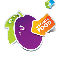 Icon plum with an arrow by organic food