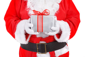 santa holding present