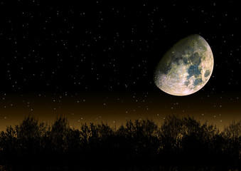 luna sul paesaggio