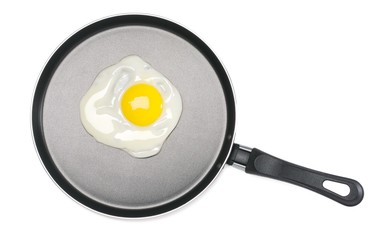 Fried egg  on a frying pan