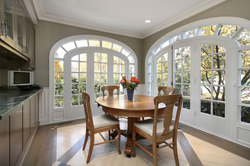 Eating area with circular windows