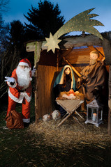 Weihnachtsmann trifft Christkind - Hochformat