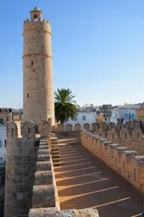 Zelfklevend Fotobehang Tower of the Ribat (ancient arab fortress) at Sousse, Tunisia © Александр Прончев