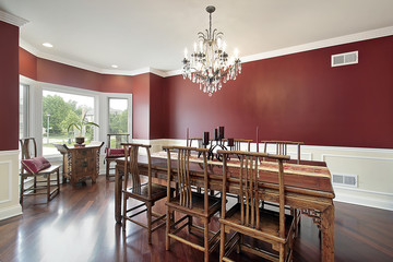Dining room with red walls