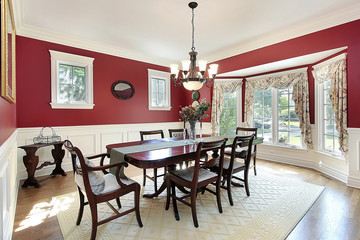 Dining room with red walls