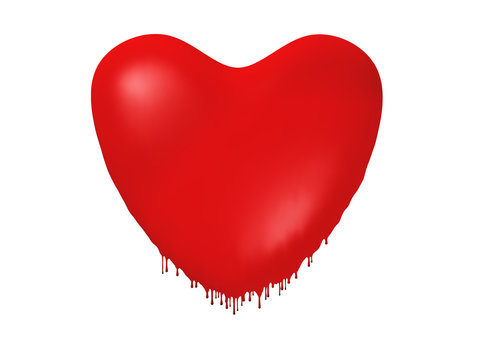 Heart 3D with drops of blood
