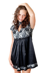 Fototapeta premium girl in a black dress