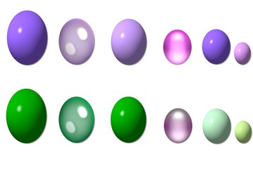 Verschiedene Ostereier Freigestellt lila grün
