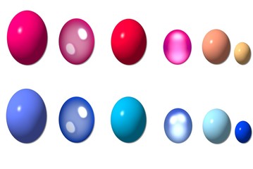 Verschiedene Ostereier Freigestellt rot blau