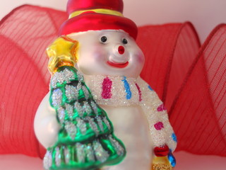 snowman with the christmas tree