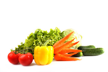 Fresh vegetables on white