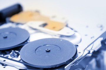 Close up shot of open Cassette mechanism