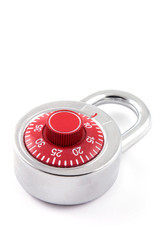 red combination padlock
