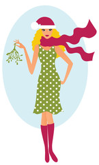 Girl with a mistletoe
