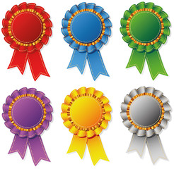 Collection of labels in six colors