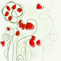 Wall murals Abstract flowers Flower love illustration