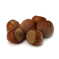 hazelnuts isolated on white background