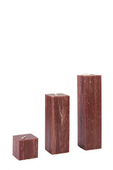 Row of three different  candle