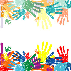 abstract vector hand prints background