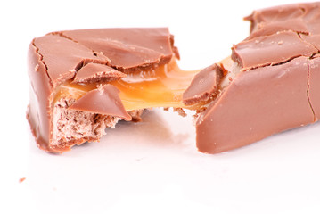 Details of a Caramel and Nougat Chocolate Bar