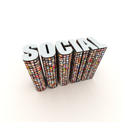 Social 3D title text label