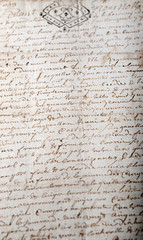 Old manuscript with notary stamp