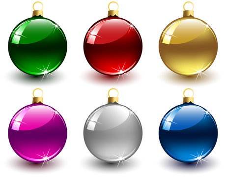 Set of colorful christmas balls